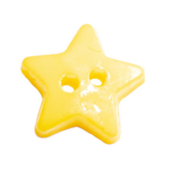 Kids button as a star made of plastic in light yellow 14 mm 0.55 inch